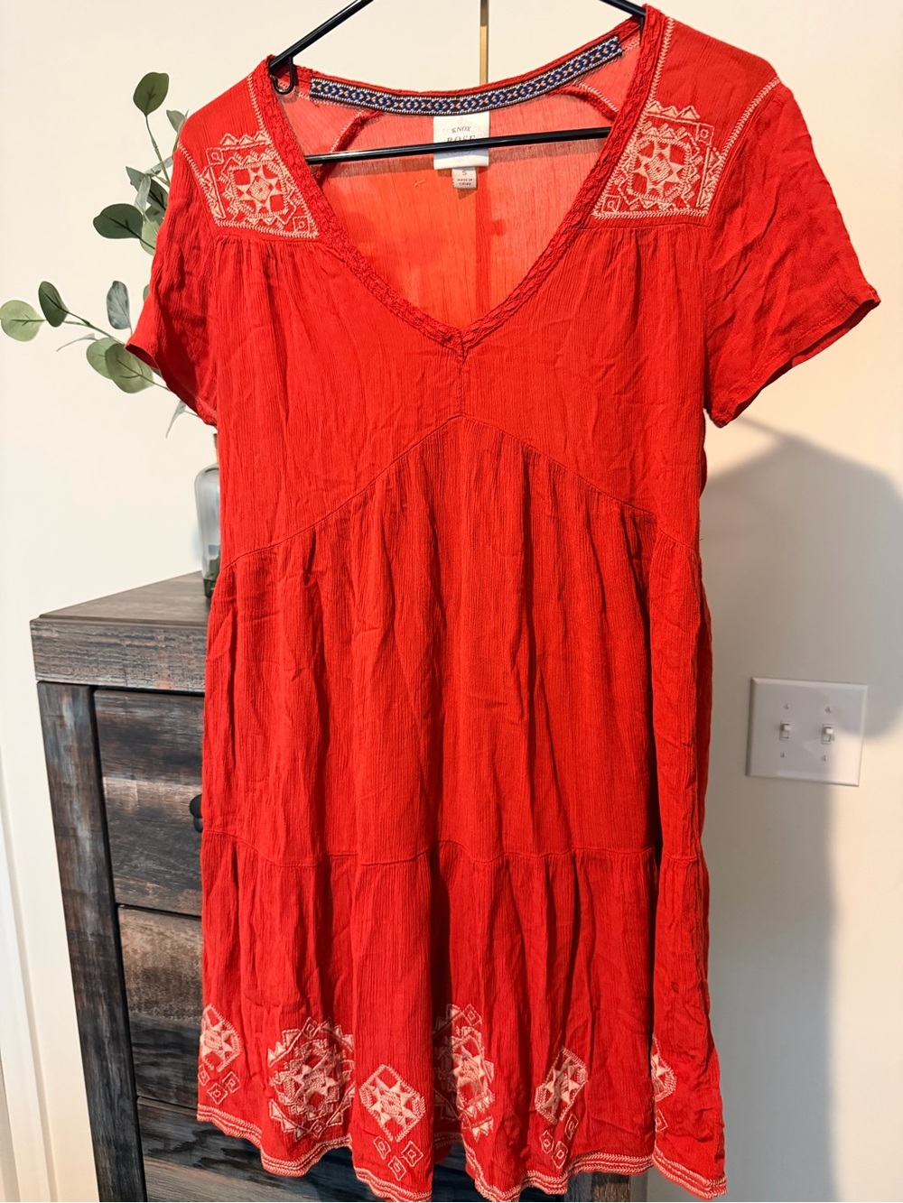Knox Rose Red Embroidered V-Neck Mini Dress